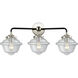 Nouveau Small Oxford LED 25.5 inch Black Polished Nickel Bath Vanity Light Wall Light in Clear Glass, Nouveau