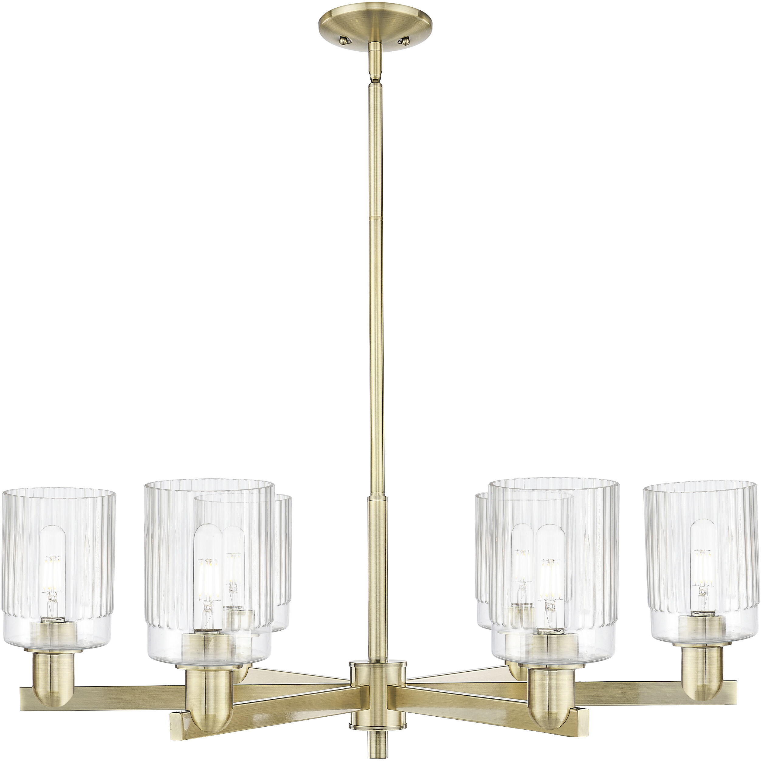 Arcadia Hadley 6 Light 34 inch Antique Brass Chandelier Ceiling Light