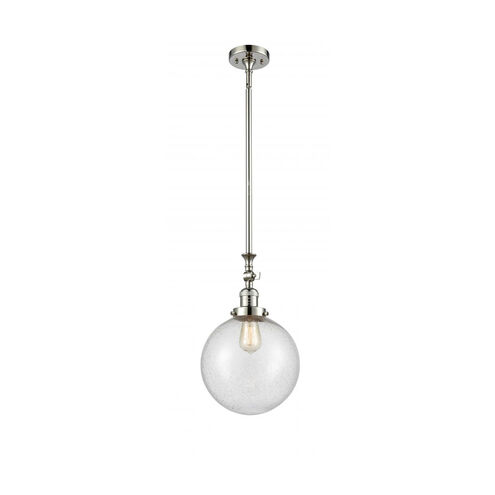 Franklin Restoration X-Large Beacon LED 10 inch Polished Nickel Mini Pendant Ceiling Light in Seedy Glass, Franklin Restoration