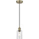 Clymer 1 Light 3.88 inch Antique Brass Mini Pendant Ceiling Light in Seedy Glass