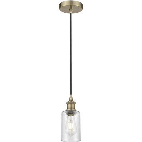 Clymer 1 Light 3.88 inch Antique Brass Mini Pendant Ceiling Light in Seedy Glass