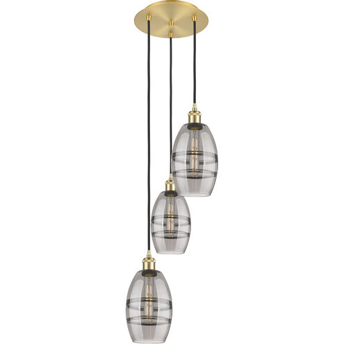 Ballston Vaz 3 Light 12.38 inch Satin Gold Cord Hung Multi Pendant Ceiling Light