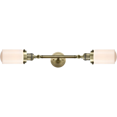 Franklin Restoration Dover 2 Light 5 inch Antique Brass Bath Vanity Light Wall Light in Incandescent, Matte White Glass, Franklin Restoration