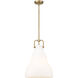 Haverhill 1 Light 14 inch Brushed Brass Pendant Ceiling Light in Matte White Glass
