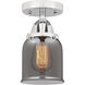 Nouveau 2 Small Bell LED 5 inch Polished Chrome Semi-Flush Mount Ceiling Light in Light Smoke Glass