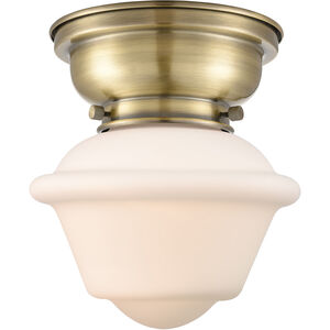 Aditi Small Oxford 1 Light 8 inch Antique Brass Flush Mount Ceiling Light in Incandescent, Matte White Glass, Aditi