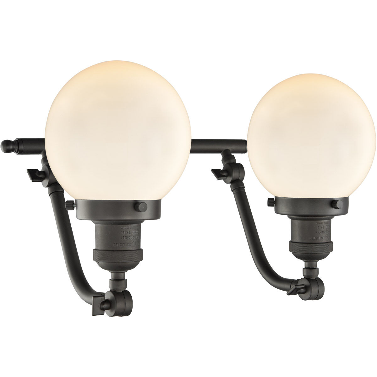 Franklin Restoration Beacon 2 Light 16 inch Oil Rubbed Bronze Bath Vanity Light Wall Light in Matte White Glass, Franklin Restoration