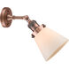 Franklin Restoration Small Cone LED 6 inch Antique Copper Sconce Wall Light in Matte White Glass, Franklin Restoration