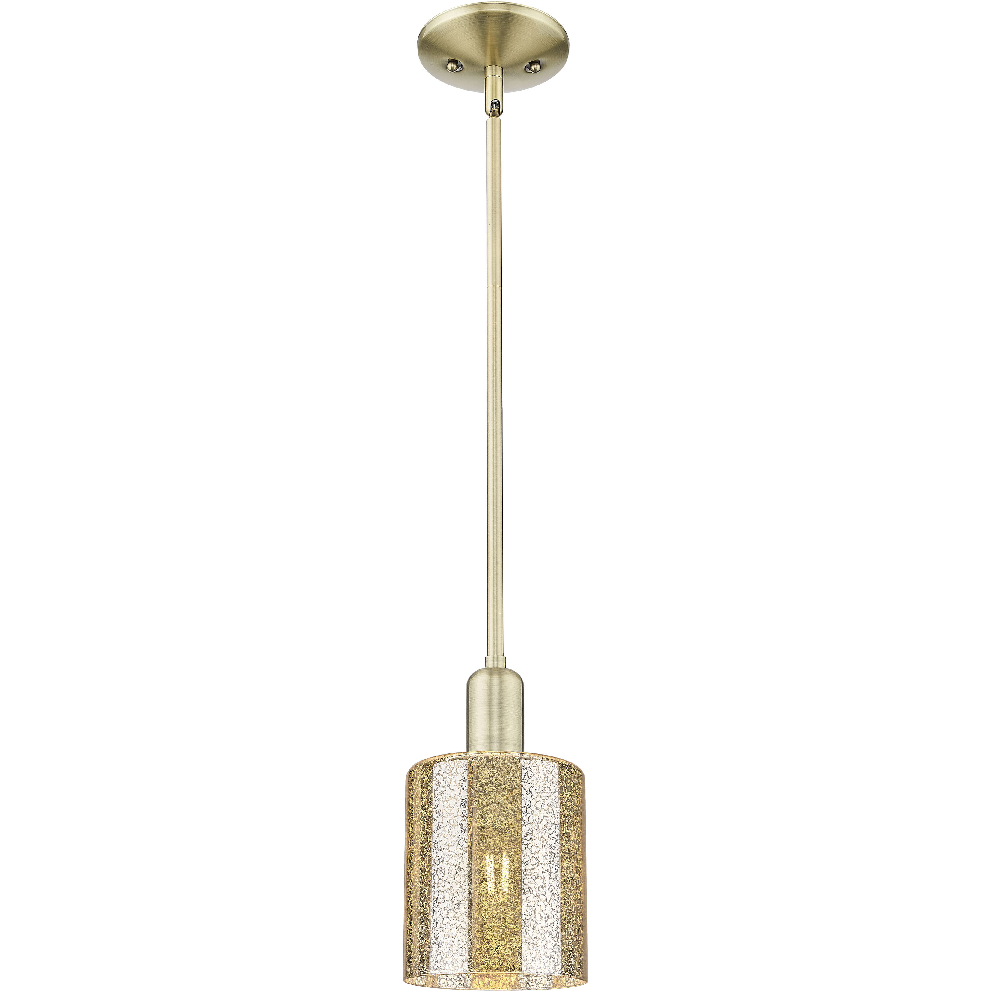 Arcadia Cobbleskill 1 Light 5 inch Antique Brass Mini Pendant Ceiling Light in Mercury