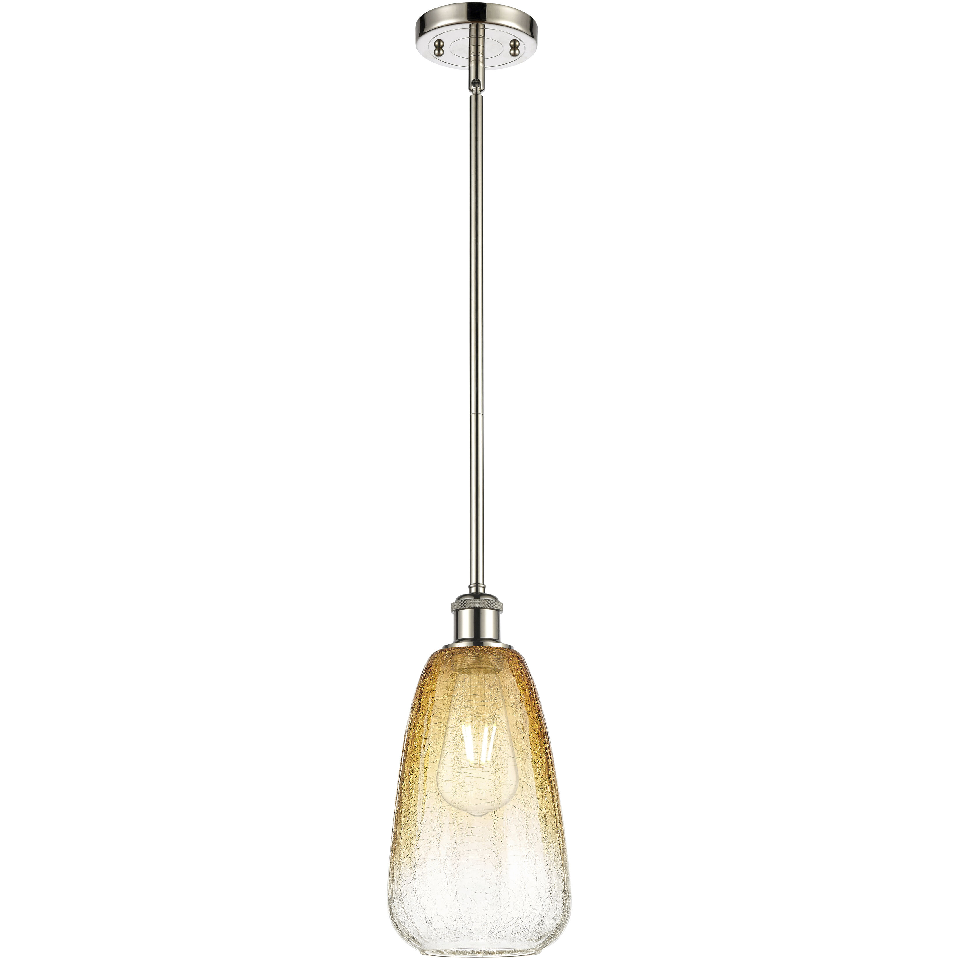 Ballston Brookhaven Almond 1 Light 6 inch Polished Nickel Mini Pendant Ceiling Light in Amber Glass