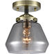 Nouveau Fulton 1 Light 7 inch Black Antique Brass Semi-Flush Mount Ceiling Light in Plated Smoke Glass, Nouveau