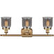 Ballston Small Bell 3 Light 26 inch Brushed Brass Bath Vanity Light Wall Light in Plated Smoke Glass