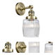 Franklin Restoration Colton 1 Light 6 inch Antique Brass Sconce Wall Light in Clear Halophane Glass, Franklin Restoration