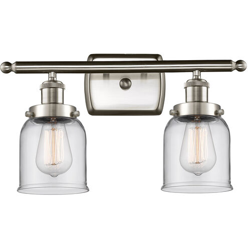 Ballston Small Bell LED 16 inch Brushed Satin Nickel Bath Vanity Light Wall Light in Clear Glass, Ballston
