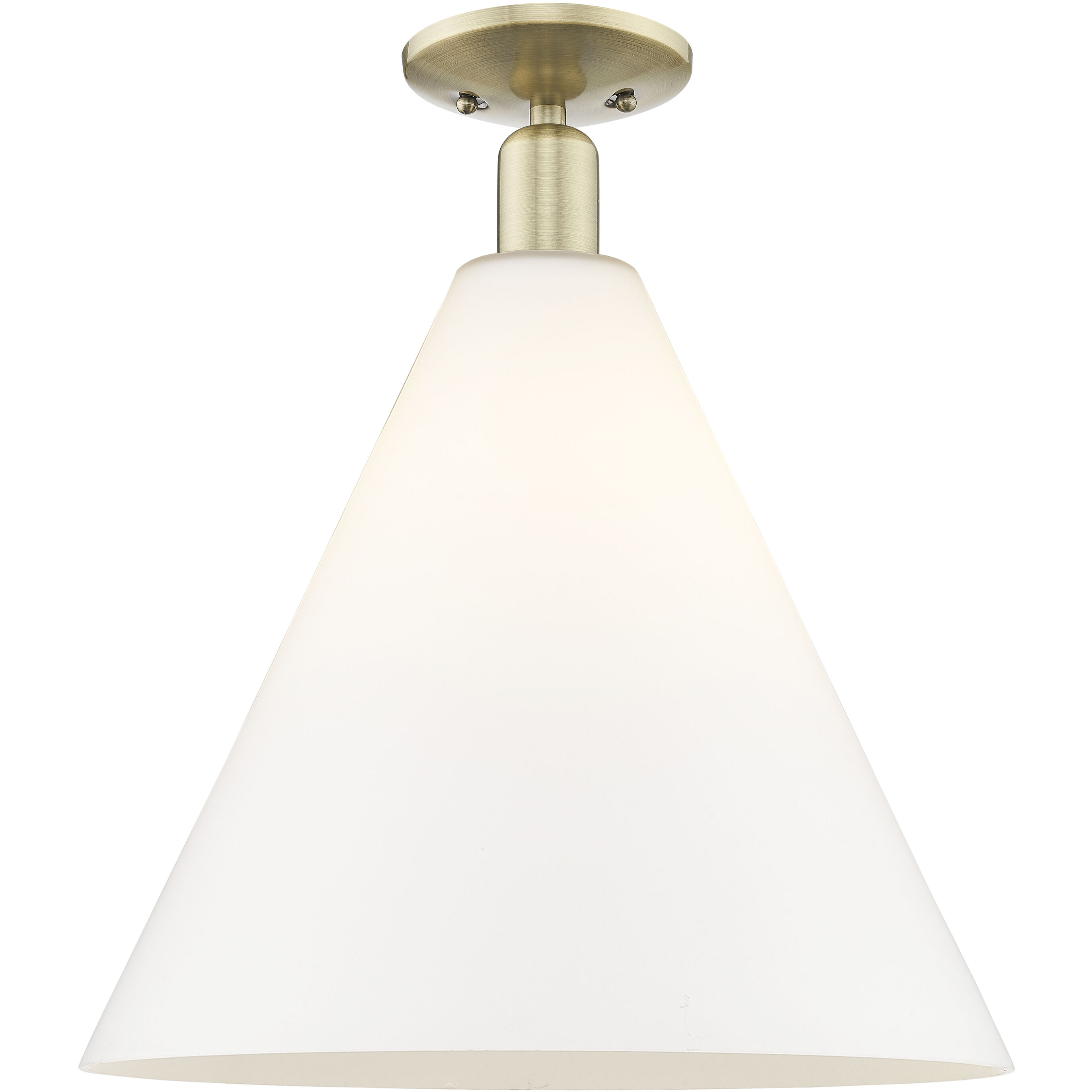 Arcadia Berkshire Glass 1 Light 16 inch Antique Brass Semi-Flush Mount Ceiling Light in Matte White