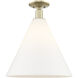 Arcadia Berkshire Glass 1 Light 16 inch Antique Brass Semi-Flush Mount Ceiling Light in Matte White