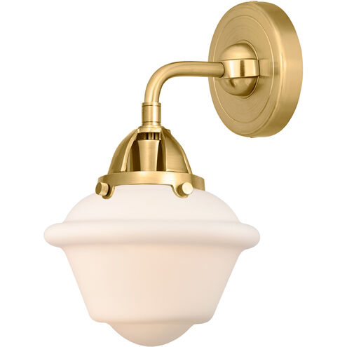 Nouveau 2 Small Oxford LED 7.5 inch Satin Gold Sconce Wall Light in Matte White Glass