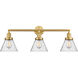 Franklin Restoration Large Cone LED 32 inch Satin Gold Bath Vanity Light Wall Light in Seedy Glass, Franklin Restoration