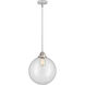 Nouveau 2 Beacon 1 Light 12 inch Polished Chrome Mini Pendant Ceiling Light in Clear Glass