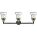 Franklin Restoration Bellmont LED 30 inch Black Antique Brass Bath Vanity Light Wall Light in Seedy Glass, Franklin Restoration