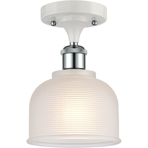 Ballston Dayton 1 Light 6 inch White and Polished Chrome Semi-Flush Mount Ceiling Light in White Glass, Ballston