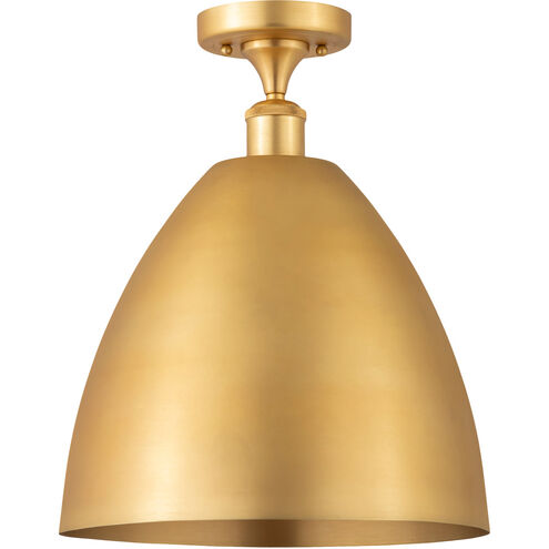Ballston Plymouth Dome 1 Light 12 inch Antique Brass Semi-Flush Mount Ceiling Light in Matte Blue