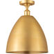 Ballston Plymouth Dome 1 Light 12 inch Satin Gold Semi-Flush Mount Ceiling Light in Matte Blue