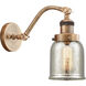 Franklin Restoration Small Bell LED 5 inch Brushed Brass Sconce Wall Light in Silver Plated Mercury Glass, Franklin Restoration