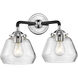Nouveau Fulton 2 Light 15 inch Black Polished Nickel Bath Vanity Light Wall Light in Clear Glass, Nouveau