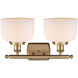 Ballston Large Bell 2 Light 16 inch Brushed Brass Bath Vanity Light Wall Light in Matte White Glass