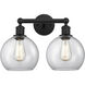 Athens 2 Light 17 inch Matte Black Bath Vanity Light Wall Light in Clear