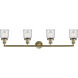 Franklin Restoration Small Bell LED 42 inch Antique Brass Bath Vanity Light Wall Light in Clear Glass, Franklin Restoration