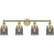 Bell 4 Light 33.5 inch Brushed Brass Bath Vanity Light Wall Light in Plated Smoke Glass, Small