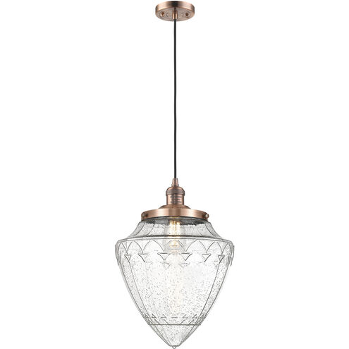 Franklin Restoration Bullet LED 12 inch Antique Copper Mini Pendant Ceiling Light in Seedy