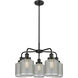 Edison 5 Light 24 inch Matte Black Chandelier Ceiling Light