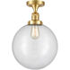 Franklin Restoration XX-Large Beacon LED 12 inch Satin Gold Semi-Flush Mount Ceiling Light in Clear Glass, Franklin Restoration