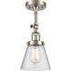 Franklin Restoration Small Cone LED 6.25 inch Brushed Satin Nickel Sconce Wall Light in Seedy Glass, Franklin Restoration