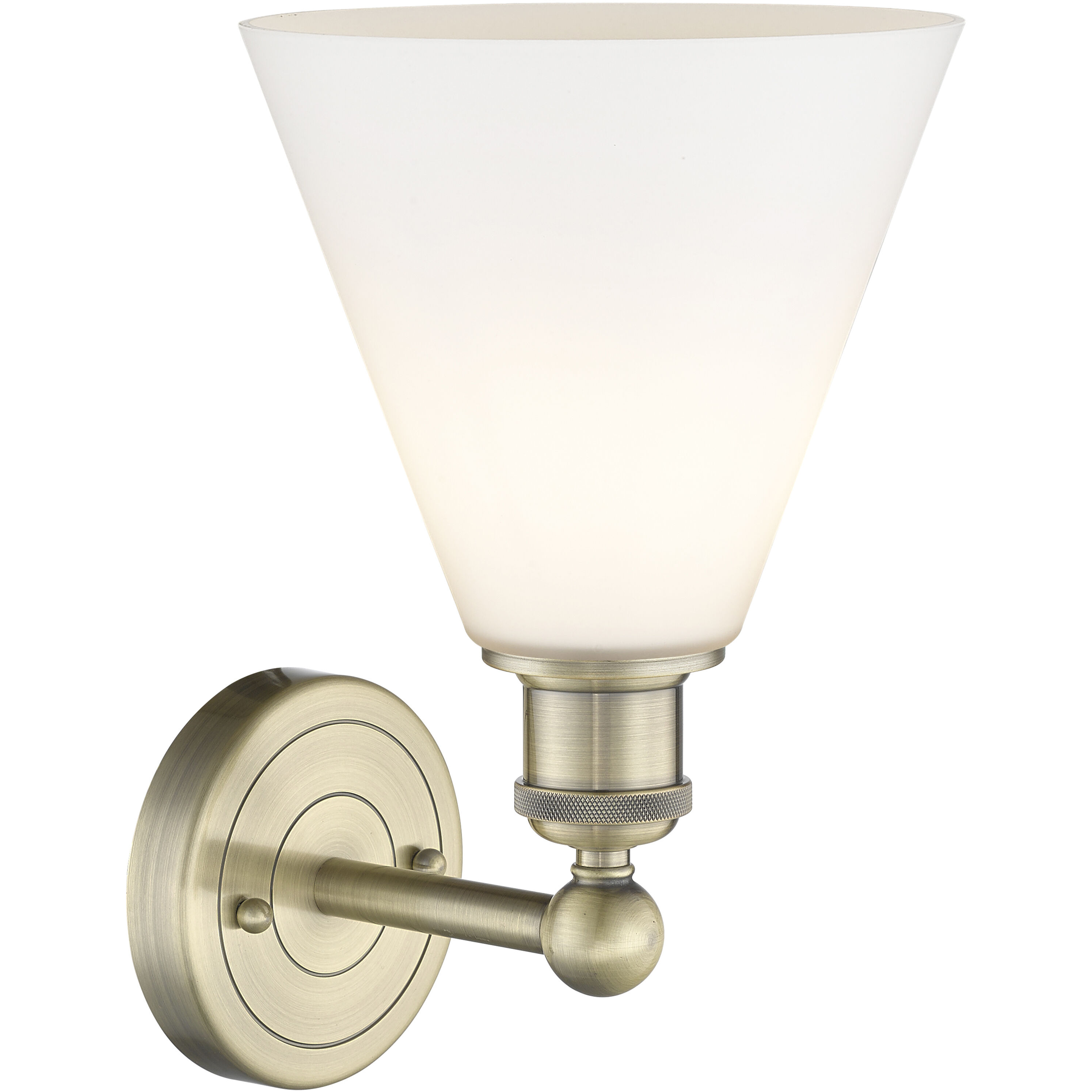 Berkshire Sconce Wall Light in Antique Brass, Matte White