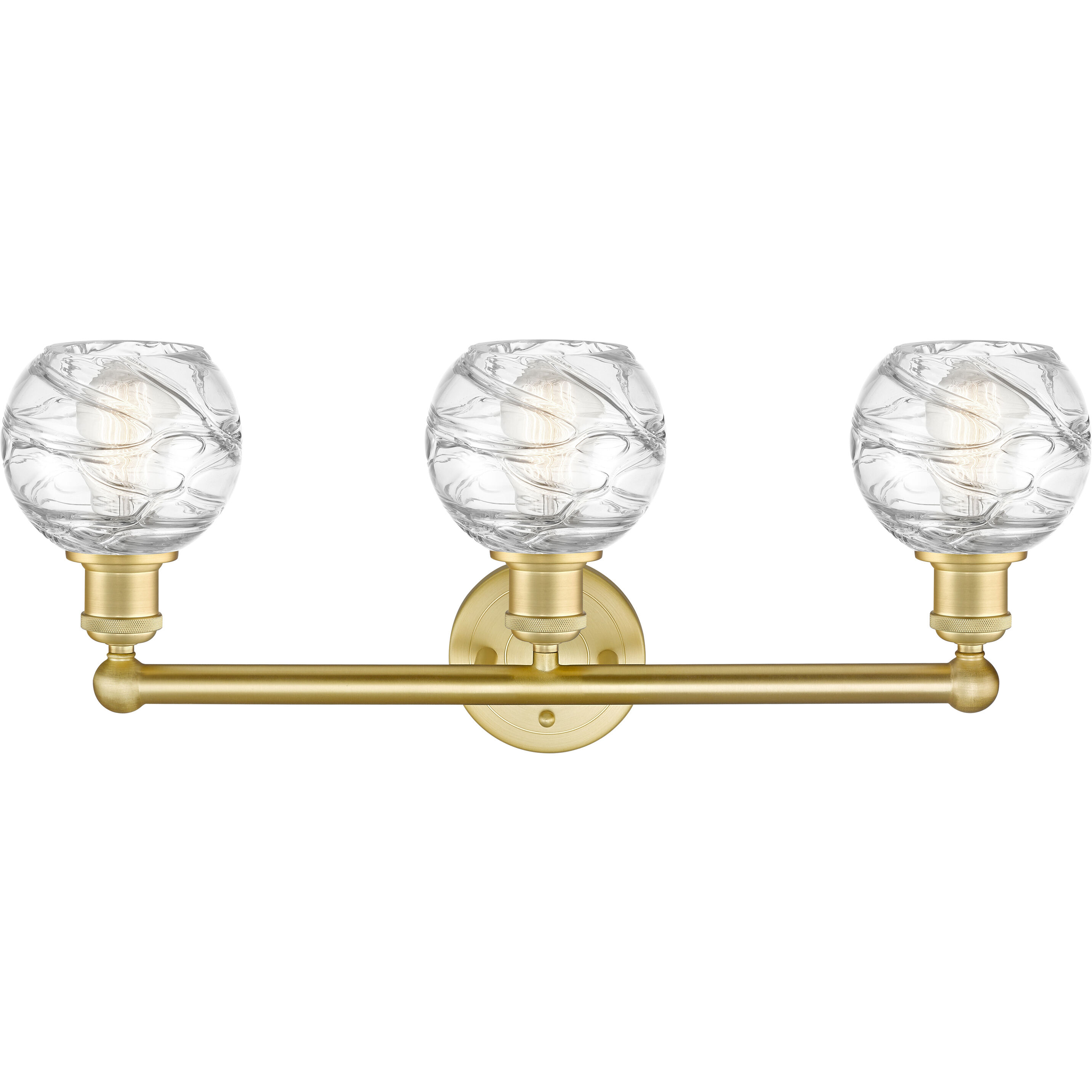 Athens Deco Swirl 3 Light 24 inch Satin Gold Bath Vanity Light Wall Light in Clear Deco Swirl