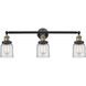 Franklin Restoration Small Bell 3 Light 30 inch Black Antique Brass Bath Vanity Light Wall Light in Clear Glass, Franklin Restoration
