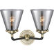 Nouveau Small Cone LED 14 inch Black Antique Brass Bath Vanity Light Wall Light in Plated Smoke Glass, Nouveau