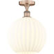 Edison White Venetian 1 Light 12 inch Antique Copper Semi-Flush Mount Ceiling Light