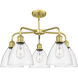 Bristol Glass 5 Light 25.5 inch Satin Gold Chandelier Ceiling Light in Clear