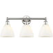 Bristol Glass 3 Light 25.5 inch Polished Nickel Bath Vanity Light Wall Light in Matte White