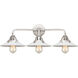 Nouveau 2 Halophane 3 Light 27 inch Polished Chrome Bath Vanity Light Wall Light in Matte White Halophane Glass
