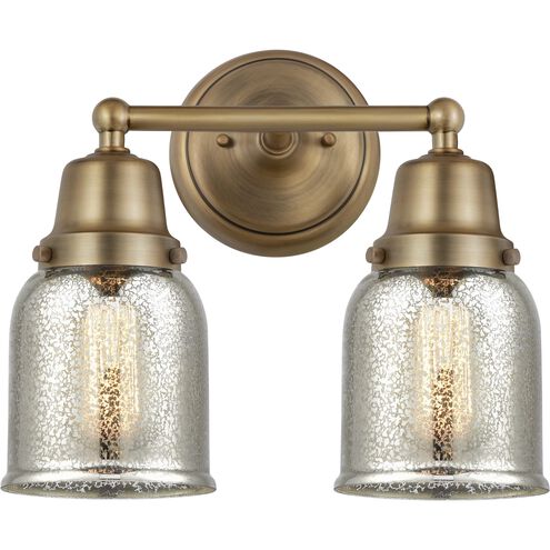 Aditi Bell 2 Light 13 inch Brushed Brass Bath Vanity Light Wall Light in Silver Plated Mercury Glass