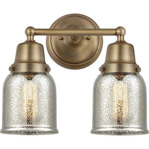 Aditi Bell 2 Light 13 inch Brushed Brass Bath Vanity Light Wall Light in Silver Plated Mercury Glass