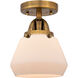 Nouveau 2 Fulton LED 6.75 inch Brushed Brass Semi-Flush Mount Ceiling Light in Matte White Glass
