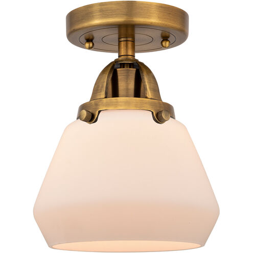 Nouveau 2 Fulton LED 6.75 inch Brushed Brass Semi-Flush Mount Ceiling Light in Matte White Glass