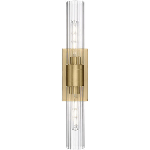 Empire 2 Light 24.75 inch Brushed Brass Bath Vanity Light Wall Light in Clear Glass